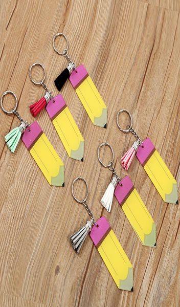 

creative teachers day keychain fashion acrylic pencil dangle charms key ring personalize with small tassel keyring festival party 2438110, Blue