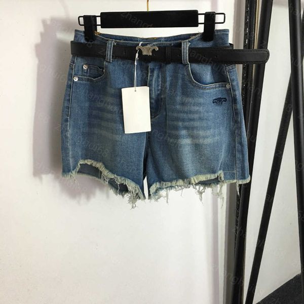 

23ss womens shorts womens designer clothing leather belt with waist cut denim shorts with belt women clothes, White;black