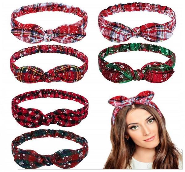 

christmas bow headbands women girl hair accessories xmas snowflake red green grid rabbit bunny ear hair head5525221, Slivery;white
