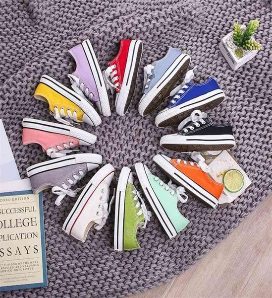 

toddler girl sneakers boy shoes kids jelly color canvas shoes casual lace up classic flats children shoes for student c07182 210908566064, Black