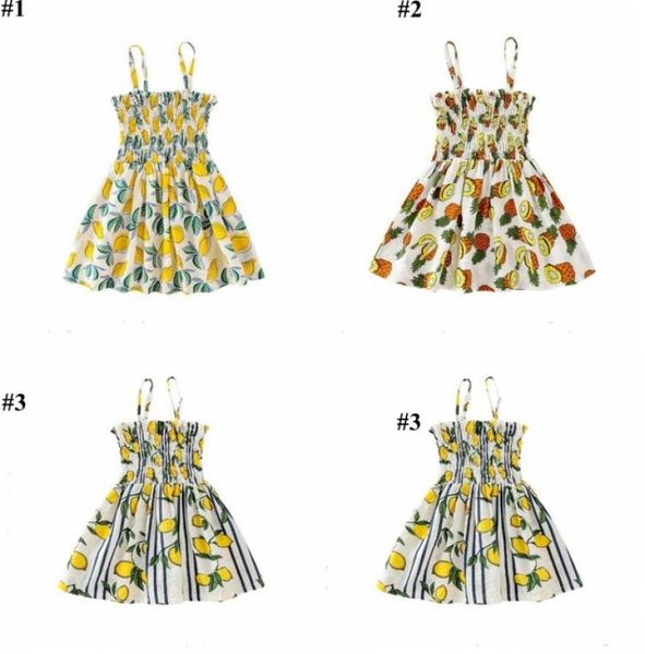 

baby girls dresses kids summer fruit dress mango pineapple lemon dress condole belt strapless princess sundress c75298694798, Red;yellow