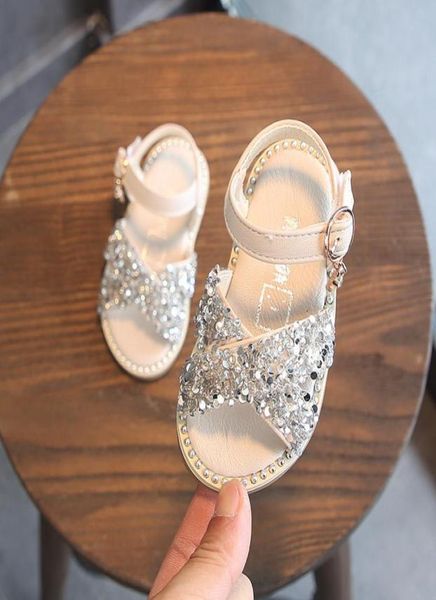 

115155cm baby bling shoes pu leather infant beige rivets summer sandals kid girls black princess party dress shos4351160