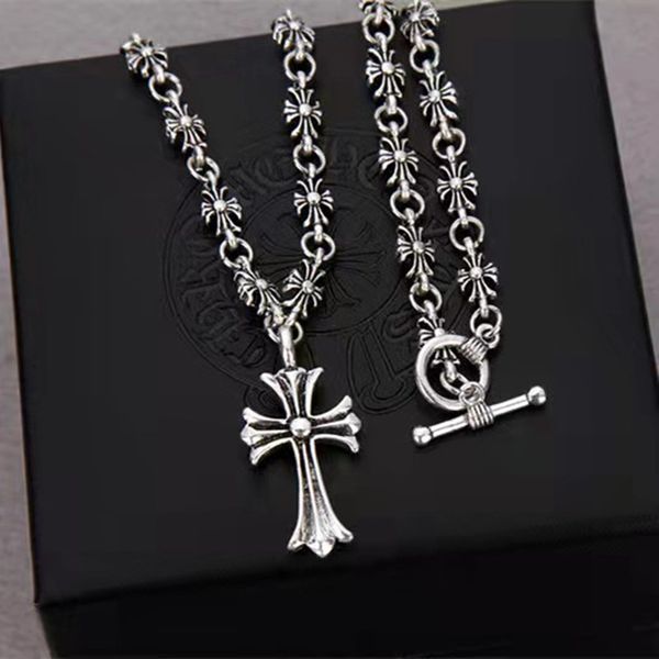 

classic design antique silver cross chain pendant necklace for lovers gift