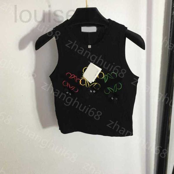 

women's tanks & camis designer 23ss vest tank womens womens clothing round neck embroidered hairball knitted clothes a1 nfsw, White