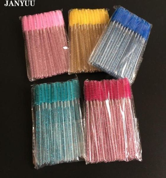 

50pcs crystal handle eyelash brushes makeup brushes cosmetic disposable mascara wands applicator eye lashes makeup tool7074393