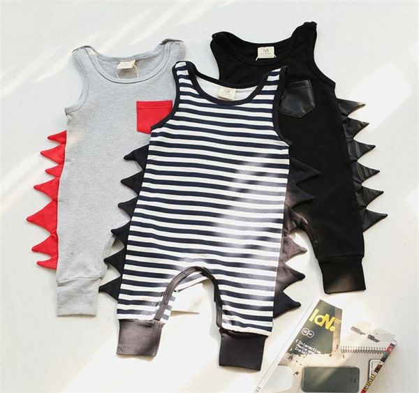 

baby boys girls sleeveless dinosaur jumpsuits cotton toddler infant climbing clothes newborn rompers onesies kids summer clothing2538608, Blue