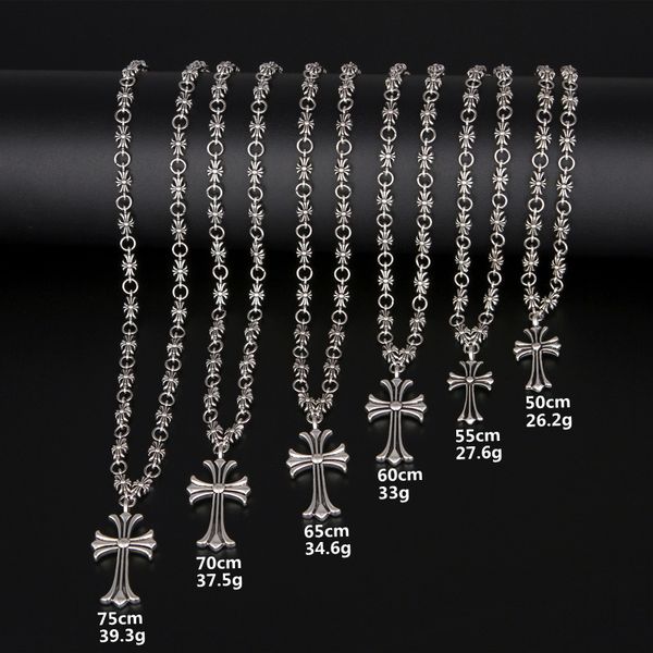 

antique silver plated cross chain pendant necklace for lovers gift