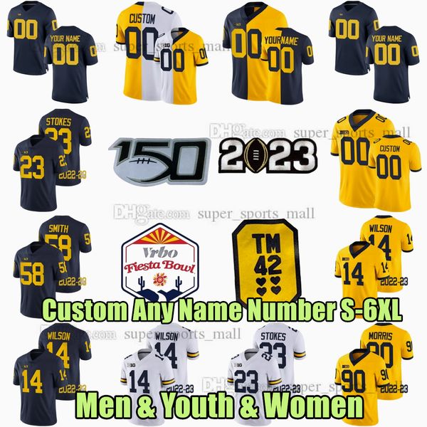 

ncaa s-6xl michigan wolverines college football jerseys18 eyabi okie 12 kody jones 23 c.j. stokes 90 mike morris 14 roman wilson 58 mazi smi, Black