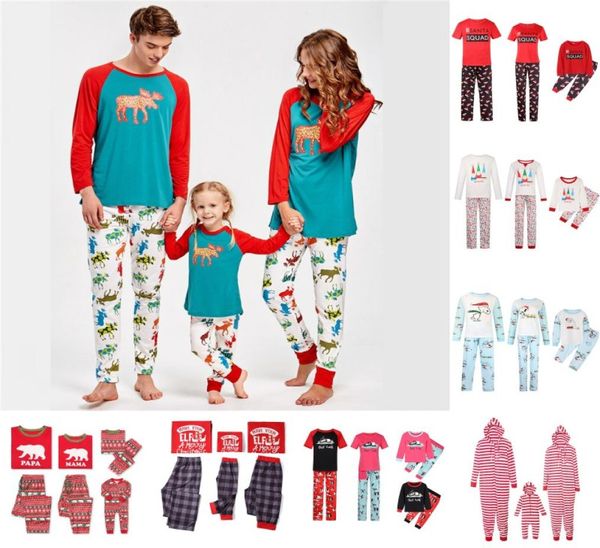 

christmas matching family pajamas striped nightwear cartoon printed kids sleepwear papa mom baby family pajamas sets by13006071128, Blue;red