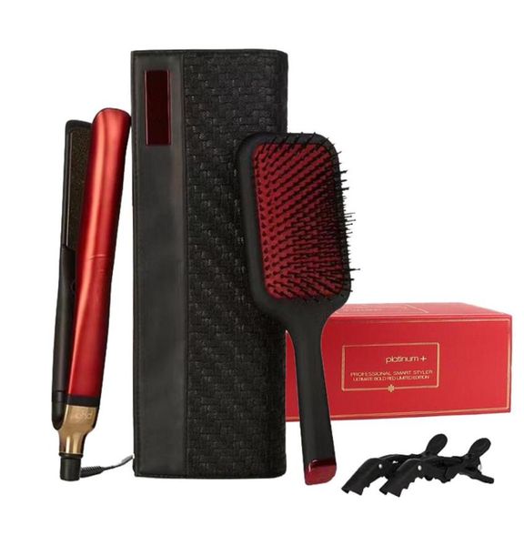 

epack platinum hair straighteners hair brush sets professional styler flat straightener hair styling tool red color good quality4976198, Black