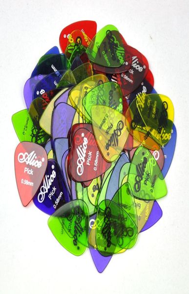 

alice 100pcs 058mm transparent glossy guitar picks plectrums pc for acoustic guitar3544193