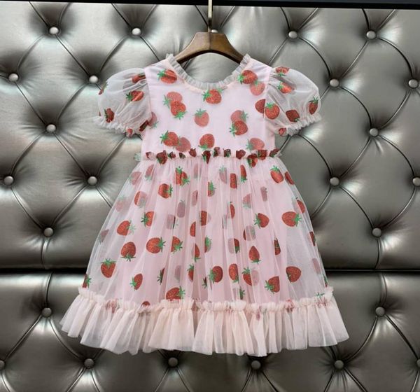 

fahion designer kids girl dress baby girls dresses sequin strawberry infant princess party dress costume 2020 children clothes6118824, Red;yellow