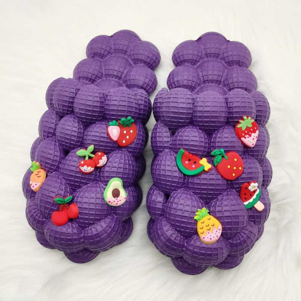 

sandals women new colorful bubble slides with diy charms beach sandals girls slippers shoes wholesale big 230417, Black