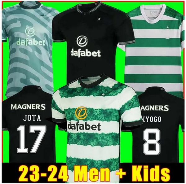

23 24 celtic fourth soccer jerseys kyogo edouard 2023 2024 elyounoussi turnbull ajeti christie mcgregor griffiths forrest men kids football, Black;yellow