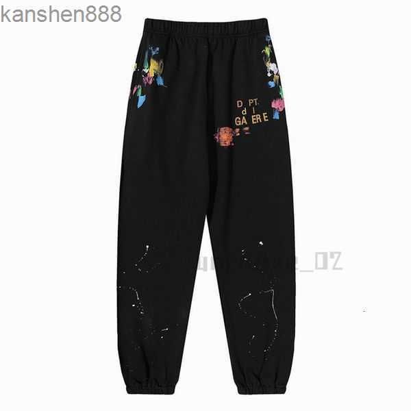 

galleryes 2023 galleryse depts pants dept mens womens sweatpants speckled letter print mans couple loose versatile casual straighttxmh, Black