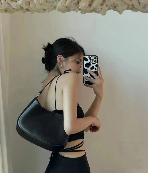 

2023 designer shoulder underarm bags tote handbags leather handbags glossy fashion woman classic brand purse silver shimmer flip 22cm, Red;black