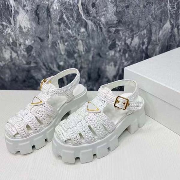 

womens serrated roman weaving sandals womens slides thick bottom ultralight fashion sandal platform summer shoes size 35-40 with box, Black