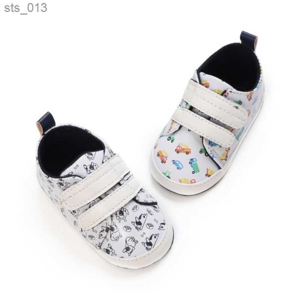 

baby classic sports sneakers newborn baby boys girls print car first walkers shoes infant toddler anti-slip print dog baby shoes l230518, Black