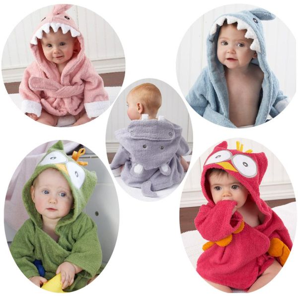 

15 styles cute animal towels bathrobe flannel kids shark fox mouse owl model cartoon nightgown children hooded bathrobes c17107949037