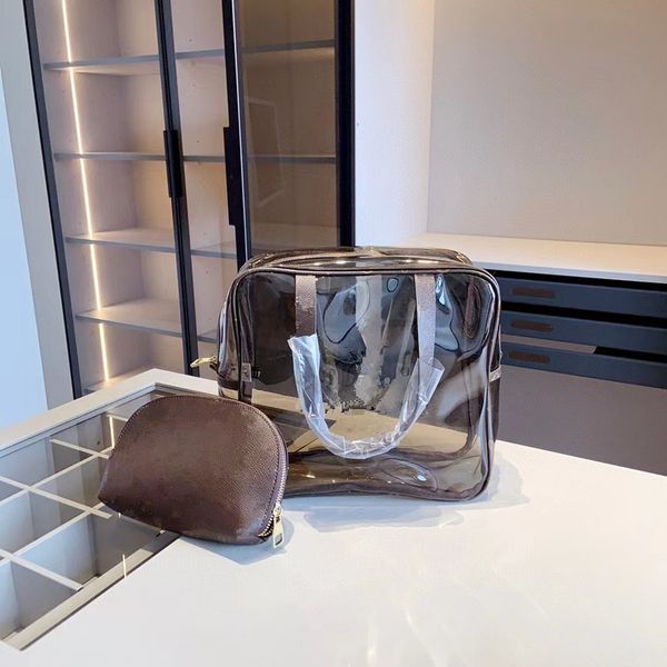 

transparent cosmetic bags 2pcs makeup bags women toilet bag designer tote bag lady handbags large capacity pockets horizontal and vertical 2