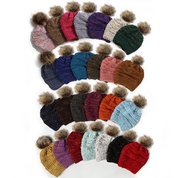 

26colors point yarn knitted beanies women dot woolen hats ladies knitted ponytail hat girls winter pom poms beanies caps gga37281579662, Yellow