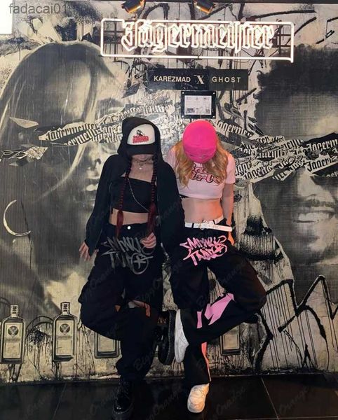 

planet fashion street sclothing y2k cargo pants women pink couple multi pocket pants loose comfortable teen girl l230621, Black;white