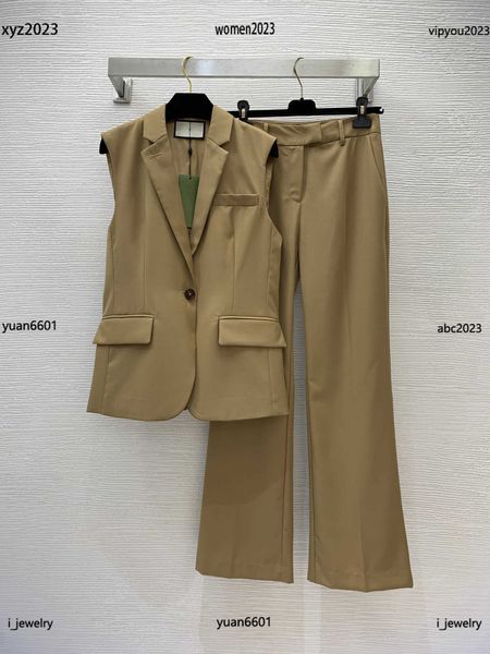 

plus size women designer blazer lady suit size s-xl 2pcs one button lapel vest and high waisted wide leg pants june20, White;black