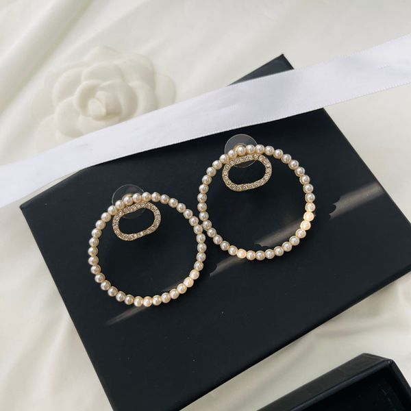 

designer pearl charm earrings women elegant stud earings luxury lady jewelry c round hoop earing diamond romantic dangle earring 237042c, Golden