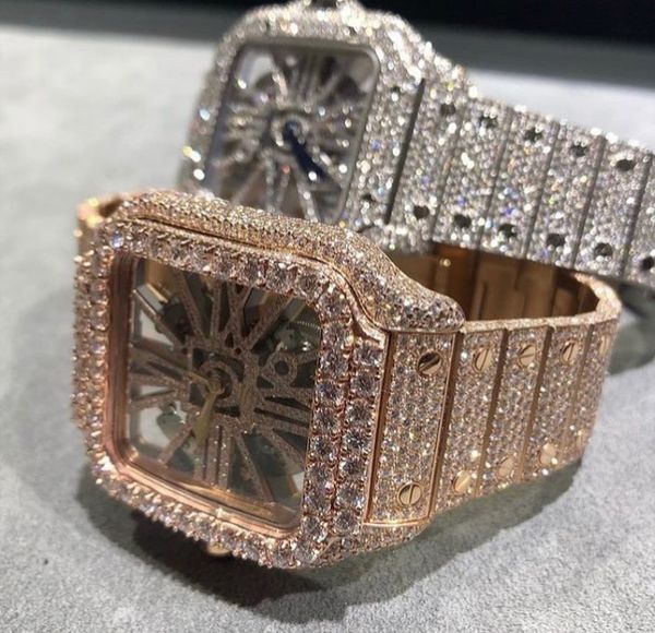 

luxury mens designer watch for men movement watches moissanite watch mens watch diamond iced out watch montre homme automatic montre de luxe, Slivery;brown