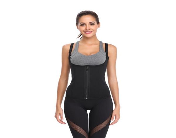 

neoprene waist trainer girdle sculpting slimming tummy shapewear zipper hook double control 6 steel bones body shapers corset 6639935