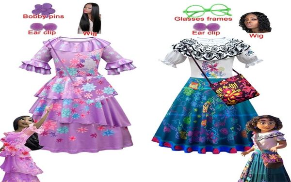 

anime encanto cosplay isabela madrigal dress girls princess mirabel children fancy dress with wig costume party kids cosplay 220313057982, Red;yellow