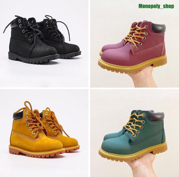 

2023 designer sneakers ankle platform kids leather shoes land boots winter boot for cowboy yellow red blue black pink hiking work 8272357, Black;red