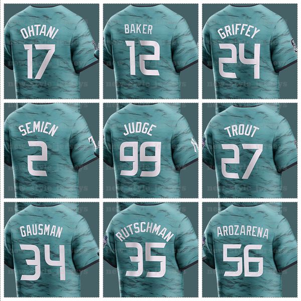 

2023 all star game baseball jerseys mike trout aaron judge 56 randy arozarena men mike trout marcus semien luis castillo kevin gausman, Black;red