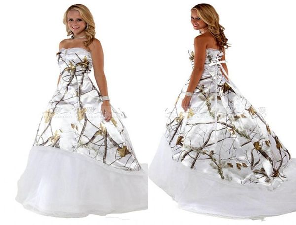 

unique sweetheart camo wedding dresses with veil white real tree aline bridal gowns lace up back custom camouflage vestidos de we9153388