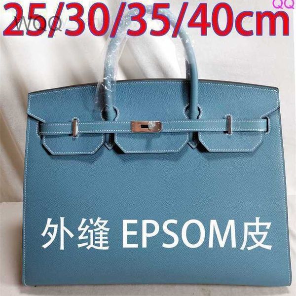 

h ermess brand designer customized version 25/30/35/40cm outer seam wrap layer cowhide epsom leather men's handbag leather men's b