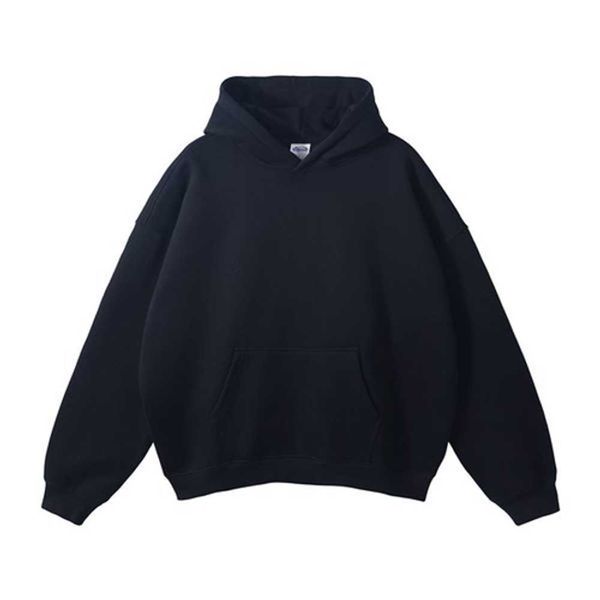 

men's hoodies cotton zip up solid color plush oversized hooded sweater for men and women's autumn winter baggy sports outwear s5o1, Black