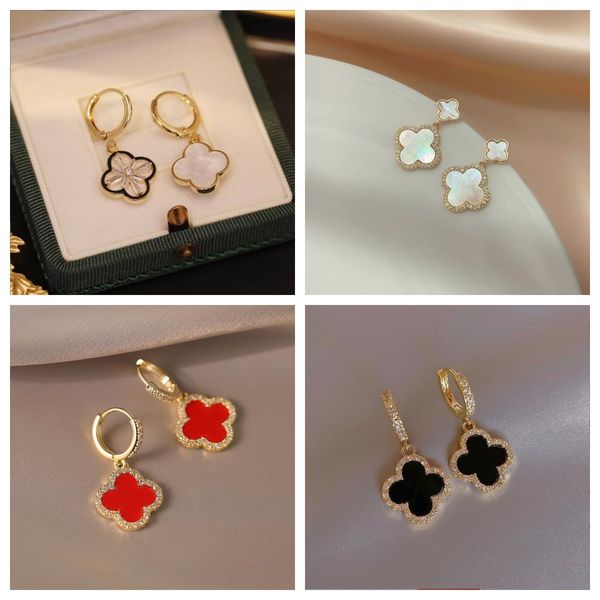

designer earrings four-leaf van cleef earrings for women small fragrant wind earrings new clover earrings 18k gold light luxury flash earrin, Golden;silver