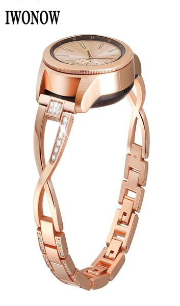 

watch bands rhinestone diamond stainless steel watchband 20mm for galaxy 42mm gear s2 classic jewelry band rose gold strap9319512, Black;brown