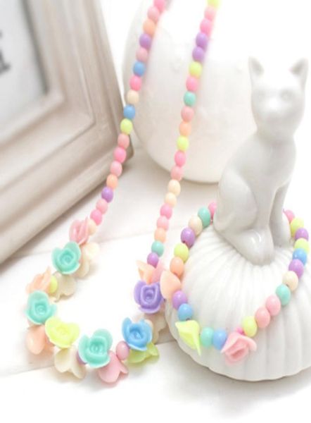

girl princess necklace bracelet with colorful pendant kids stretchy costume jewelry gift party favors dress up jewelry bracelet kk5246672, Red;brown