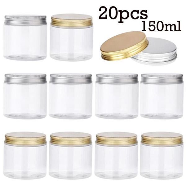 

dresses 20pcs 150ml empty plastic clear jars with lid makeup cosmetic containers travel bottle face cream sample container storage jar, White;black
