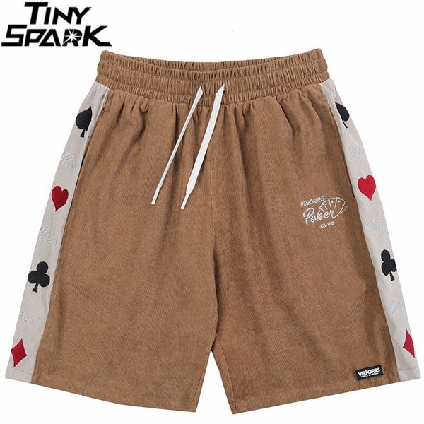 

men's shorts men hip hop streetwear corduroy shorts embroidery peach heart shorts harajuku cotton jogger shorts summer track short blac, White;black