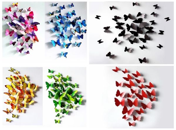 

3d butterfly wall decals multicolor pvc 3d wall stickers for tv walls kids bedroom wall home decoration removable8906359