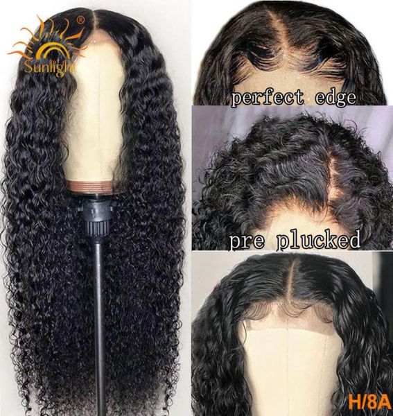 

curly human hair wig 13x4 lace front wig sunlight long brazilian wigs 150 density remy lace front human hair wigs for women1423558, Black;brown