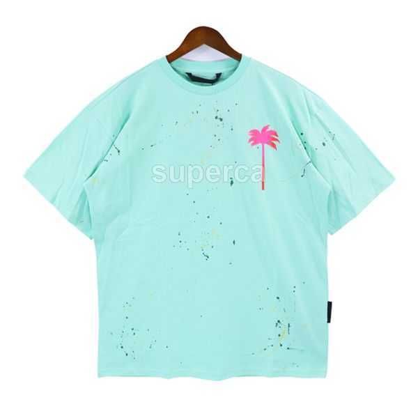 

men's tees polos round neck embroidered and printed polar style summer wear with street pure cotton palmes oversized athleisure t-shirt, White;black