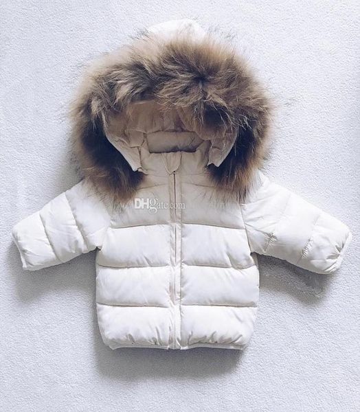 

new children big fur collar hooded coat winter girls boys long sleeve plus velvet thicker outwear kids down coat baby clothing c569362417, Blue;gray