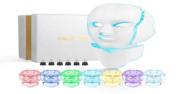 

7 color led light therapy face beauty machine led facial neck mask with microcurrent for skin whitening device dhl whale7372806