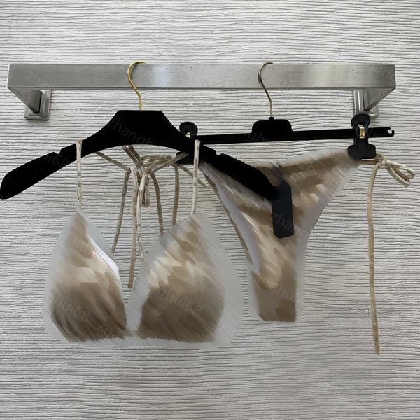 

23ss swimwear two-piece swimsuit womens bikini designer bathing suit velour double f letter jacquard drawstring cup draped bra bra strap bri, White;black