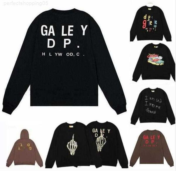 

american womens galleryes depts streetwear hoodies sweater fashion cotton mens loose long sleeve clothing high street printed clothes size, Black