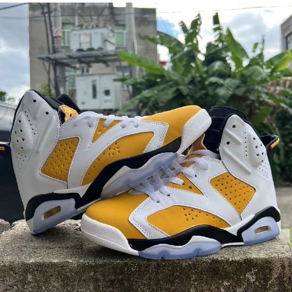 

fashion 6 6s yellow ochre mens basketball shoes white black men outdoor trainers sports sneakers 40-47 ct8529-170 with box