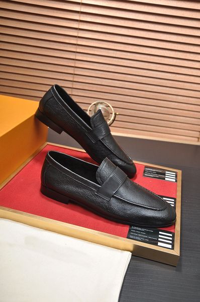 

new 2023 men's genuine leather formal dress shoes brogues casual loafers handmade wedding party oxfords size 38-45, Black